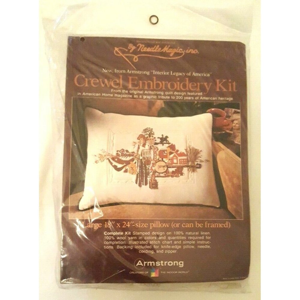 Interior Legacy of America Heritage History Crewel Embroidery Kit Pillow 18 x 24